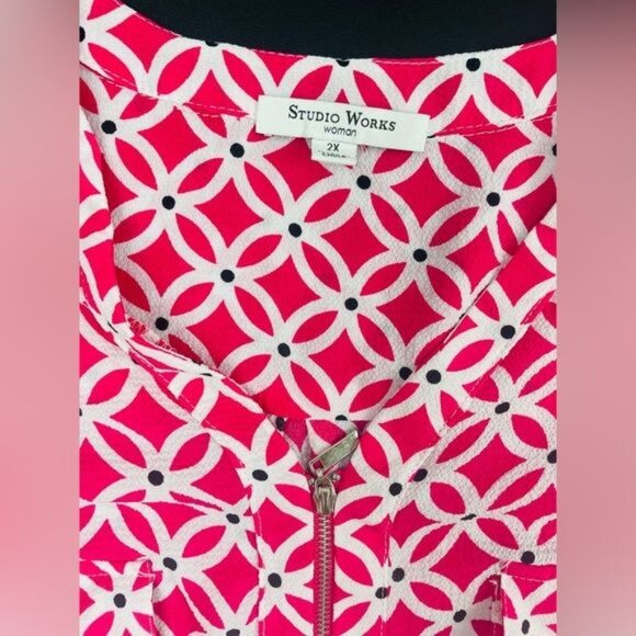 STUDIO WORKS Woman 2X Blouse Pink Front ZIP & 2 Pocket - Picture 8 of 15